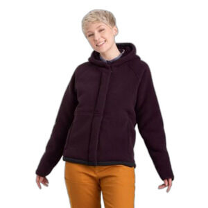 Outdoor Research Fleece Jacket Zip Up Hooded Coat Womens Large 12 14 NEW Elk Red